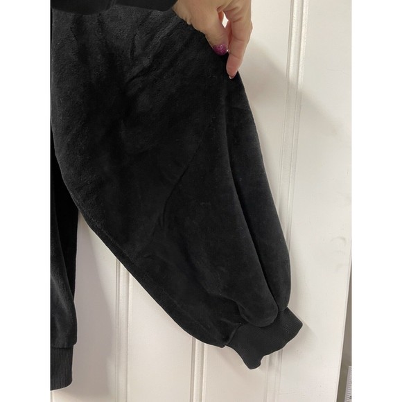 YOUNG FABULOUS & BROKE Black Velour Balloon Sleeve Crewneck Sweater Size Medium - Picture 5 of 8